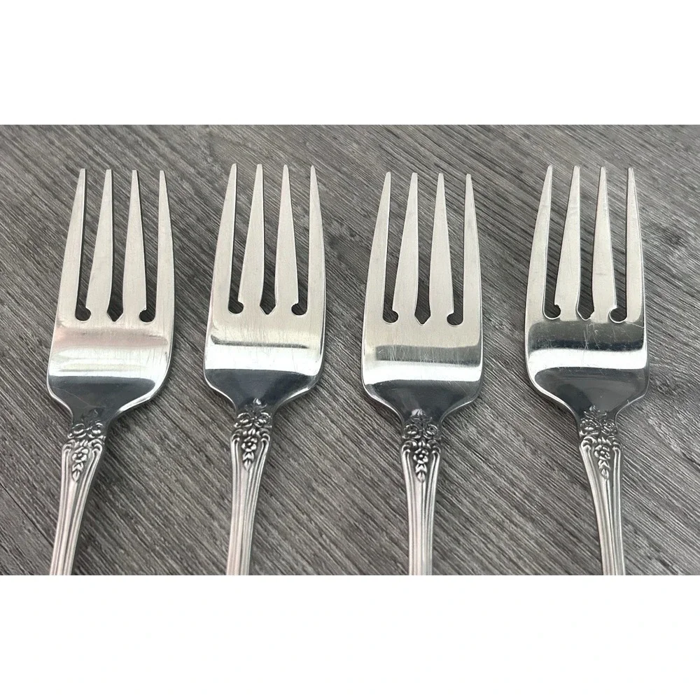 Onieda RENOIR‎ PEMBROOKE Salad Forks Set of 4 Stainless Made In USA